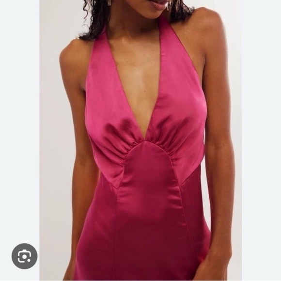 New! Free People dance til dawn Halter Maxi Dress Burgundy-Pink 21995 - Picture 4 of 14